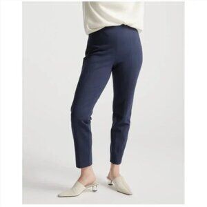 Quince Ultra-Stretch Ponte Pintuck Ankle Pant Navy Blue Size Large Prep Classic